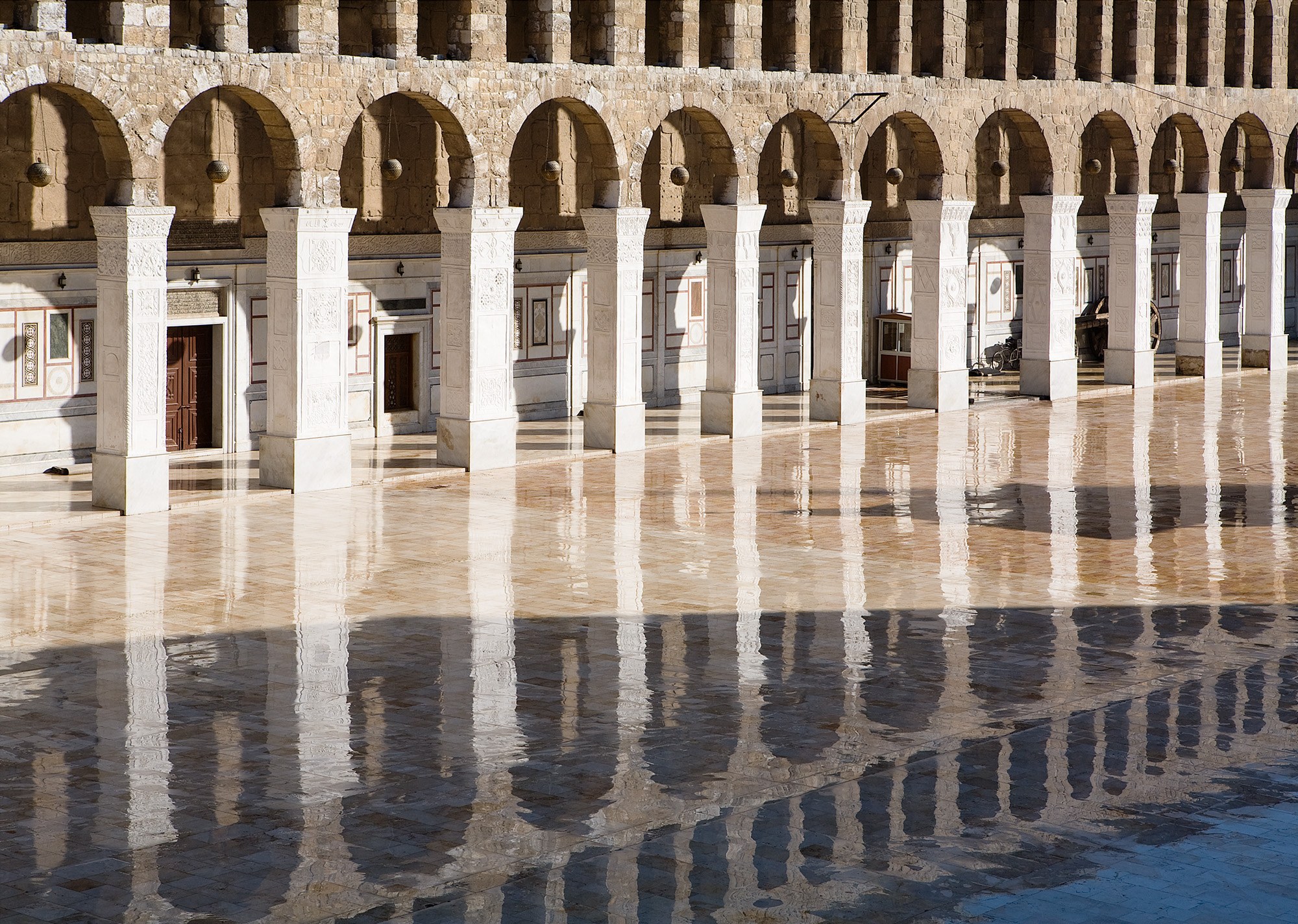 Photographs from Scaffolding in the exterior Western Riwaq of the Masjid al-Umawwi, Damascus.