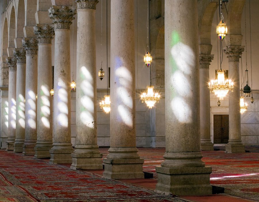 Sunlit Columns of the Prayer Hall